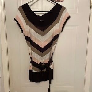 Women's Striped Top - Black, Pink, Brown